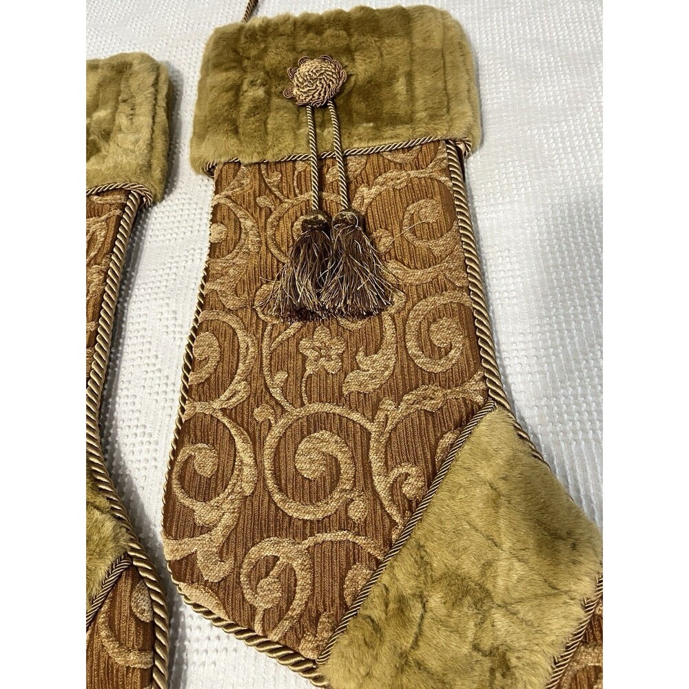 VILLA BACCI 23 3/4" Luxury Large Fabric CHRISTMAS STOCKING Lot Of 4 Tassels - Picture 10 of 16